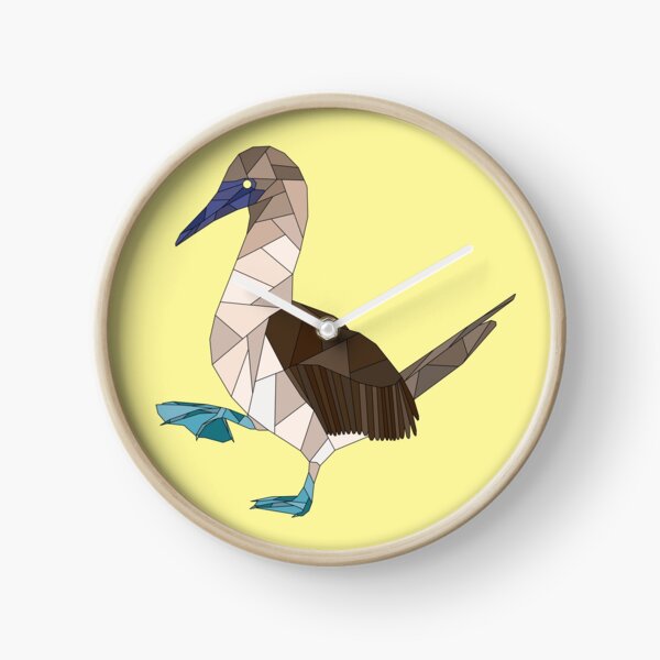 Geometric Blue Footed Booby Bird Clock