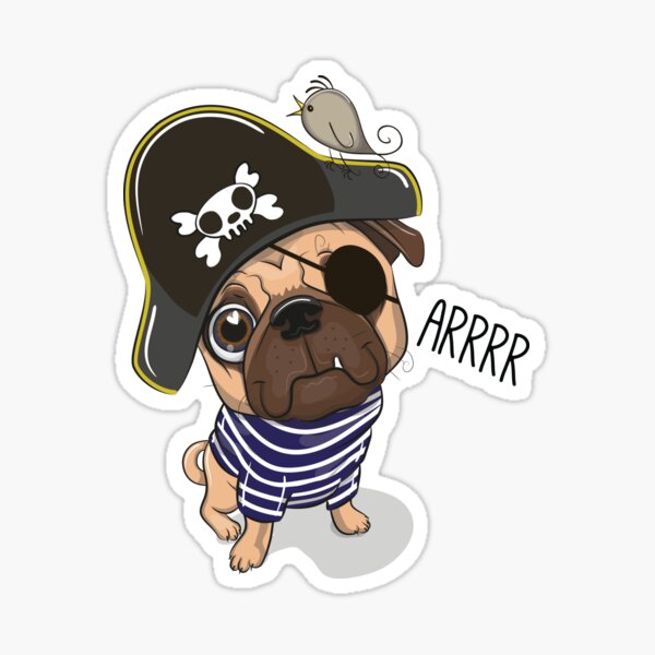 Vista previa del artículo con la obra «Pirata pug», diseñado y vendido por dvirmalka.
