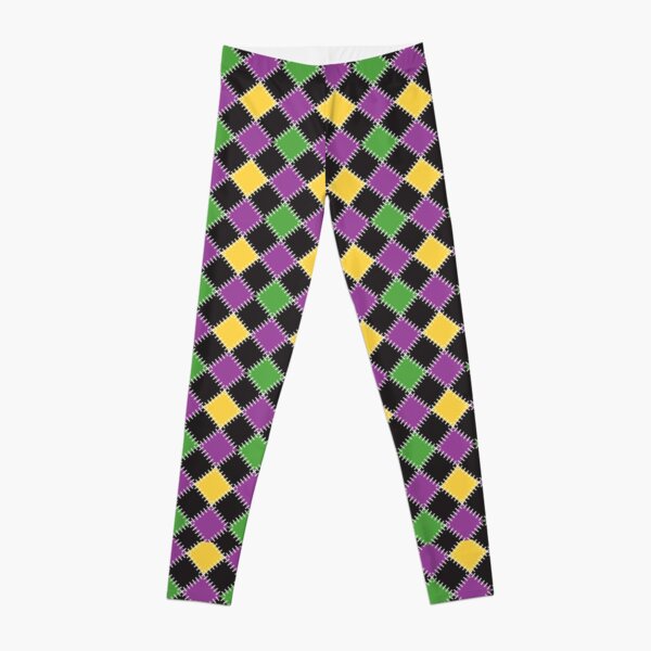 Karneval-Spaß-Grün, Purpur und Gelb Leggings