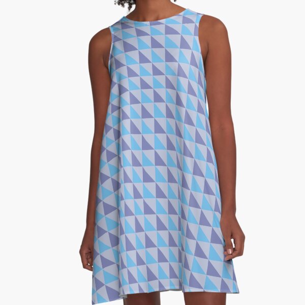 Blue Purple Triangles Geometric Pattern A-Line Dress