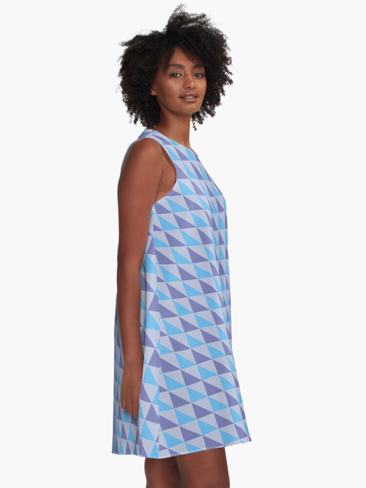 Alternate view of Blue Purple Triangles Geometric Pattern A-Line Dress