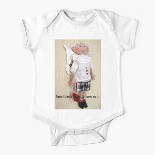 #doll #design #child #innocence #cute #baby #winter #portrait #happiness #christmas #cheerful #toddler #fun #vertical #clothing #small  Short Sleeve Baby One-Piece
