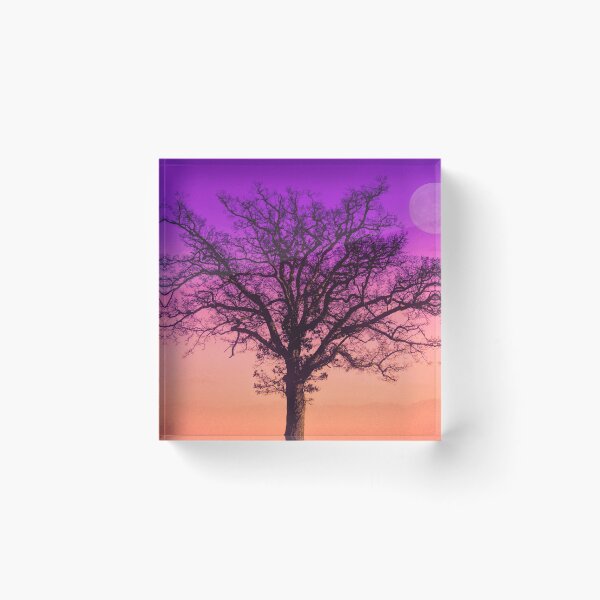 Item preview, Violet and Coral Abstract Moonlit Sky Tree Home Decor Art A325b designed and sold by byNicol.