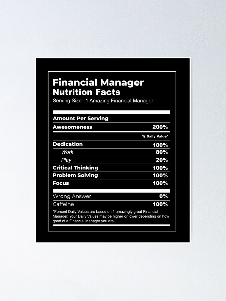 Finance Manager Nutrition Facts Funny T-Shirt Finance Manager Nutrition Facts Funny T-Shirt