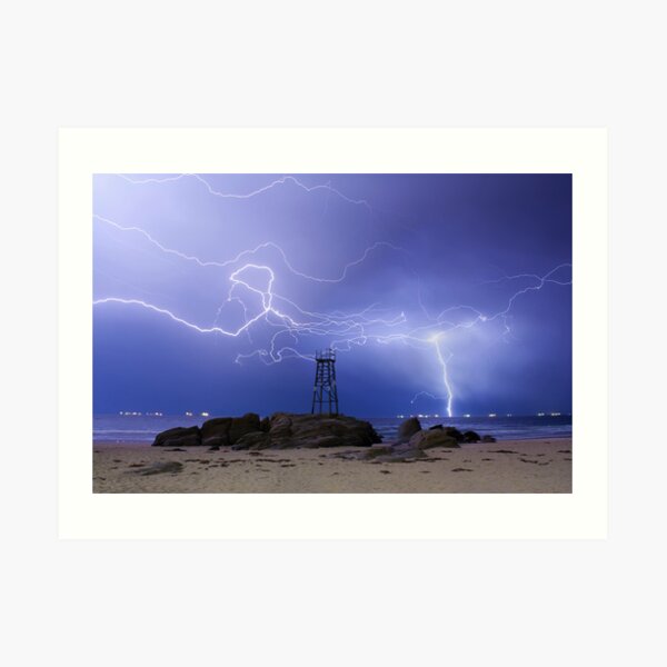 Lightning At Redhead Art Print