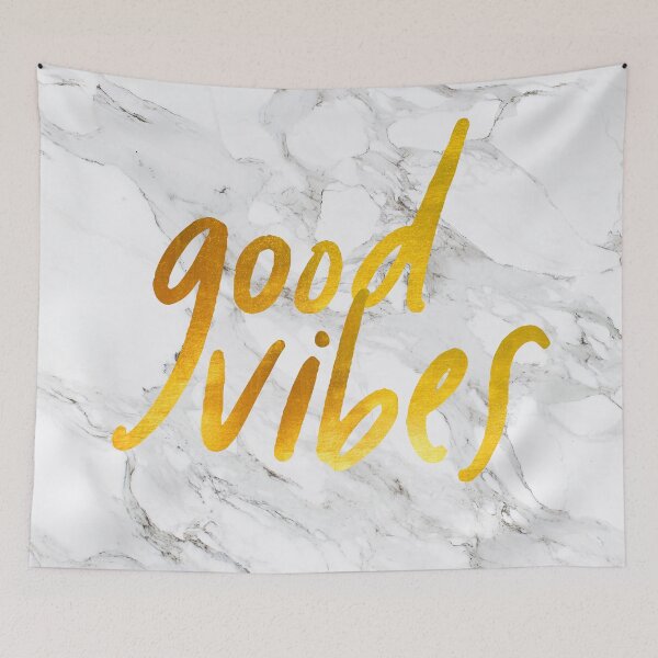 Item preview, Good Vibes - Golden Lettering on White Marble designed and sold by cadinera.