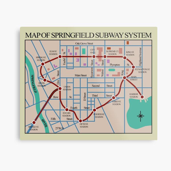 Springfield Subway System Map Metal Print