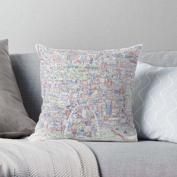 St Louis Skyline Map Illustration Throw Pillow