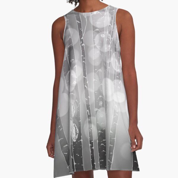 Aspens or Birches Grey A-Line Dress