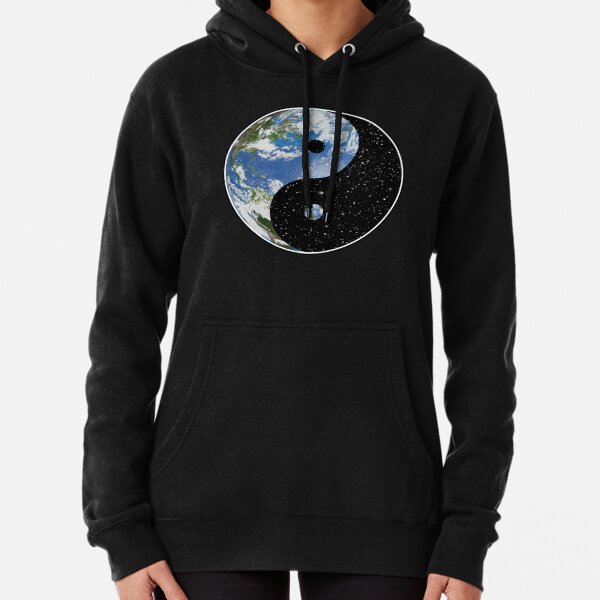Earth and Space Yin Yang Symbol Pullover Hoodie