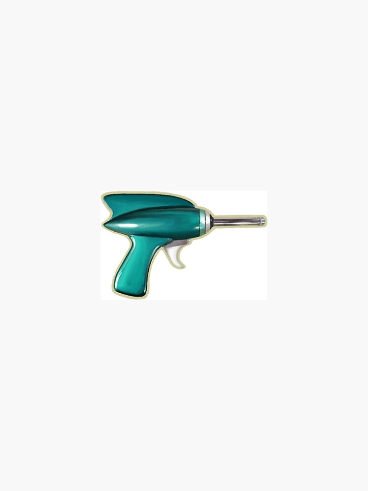 Vintage 1950s Sci-fi Toy Ray Gun, Aqua Blue Realistic Digital