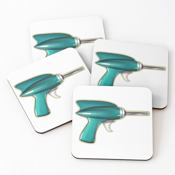 Item preview, Vintage 1950s Sci-fi Toy Ray Gun, Aqua Blue Realistic Digital Painting, Single and Repeating Pattern designed and sold by Nicolette Olivier.