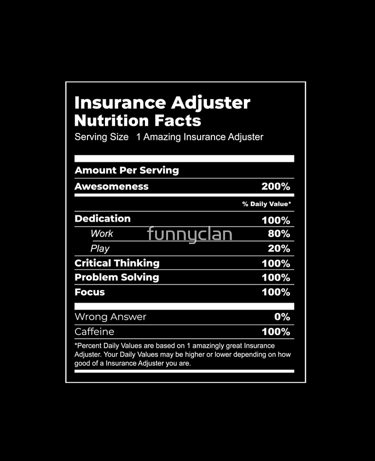 Funny Insurance Adjuster T Shirt Nutrition Facts Parody Meme Ipad Case Skin For Sale By Funnyclan Redbubble