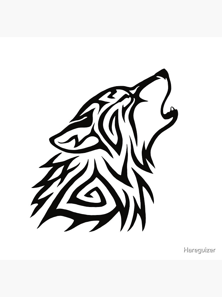 Tribal Wolf Howl Tote Bag By Hareguizer Redbubble