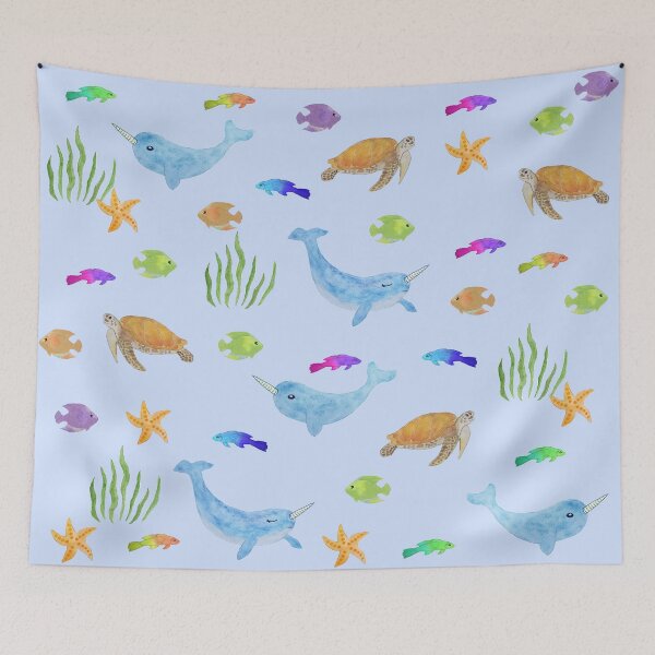 Item preview, Narwhal ocean scene designed and sold by SophiesDesigns2.