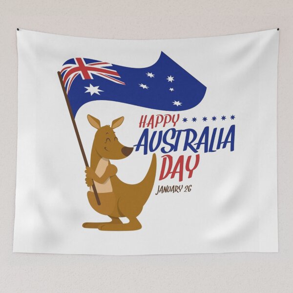 Item preview, Australia Day - Kangaroo Holding Aussie Flag designed and sold by pugmom4.