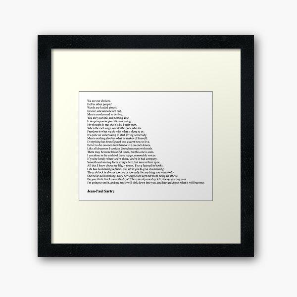 Jean-Paul Sartre Quotes Framed Art Print