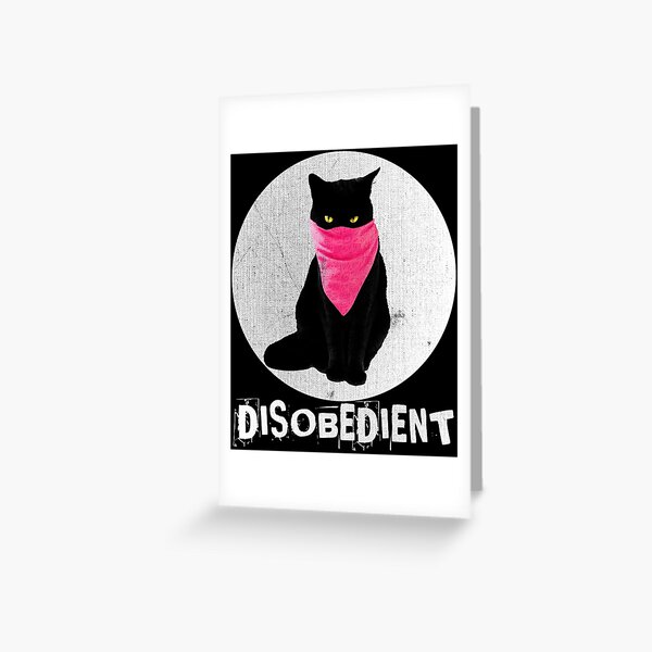 Feminist Disobedient Black Cat Pink Bandana Greeting Card