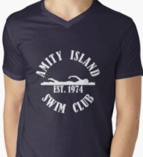 Camiseta para hombre de cuello en v Amity Island Swim Club White
