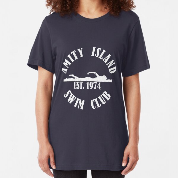Amity Island Swim Club White Slim Fit T-Shirt