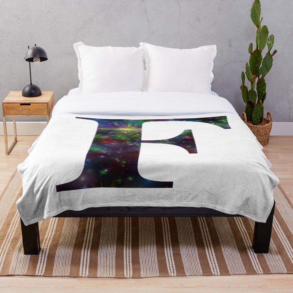 Galaxy - Letter F on a throw blanket
