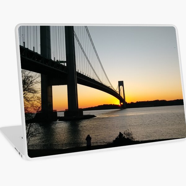 #BayRidge #famousplace #internationallandmark #VerrazanoNarrowsBridge #BathBeach #NewYorkCity #USA #americanculture #water #suspensionbridge #architecture #travel #sunset #sky #river #reflection Laptop Skin