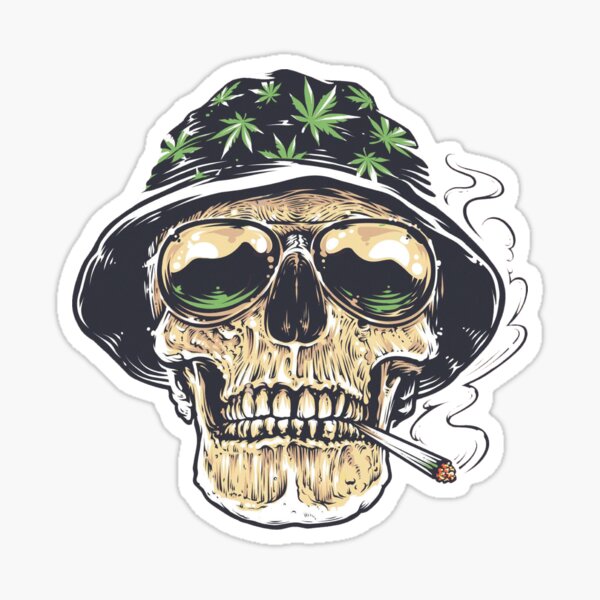 Smoking Marihuana Skull Sticker