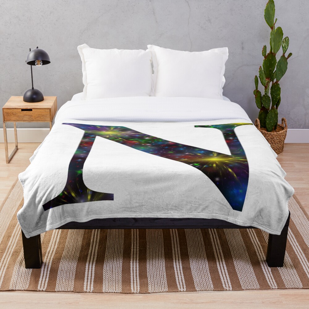 Galaxy - Letter N on a throw blanket
