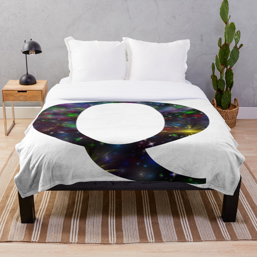 Galaxy - Letter Q on a throw blanket