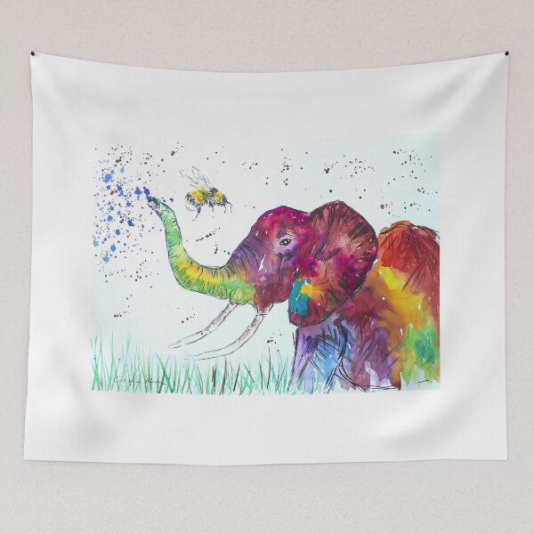 Item preview, Colorful Large Elephant and a Bumble bee designed and sold by Casimirasart.