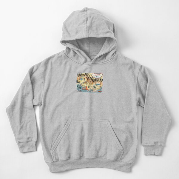 Santa Cruz California illustrated map Kids Pullover Hoodie