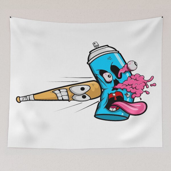 Item preview, Baseball stick hitting spray can designed and sold by leen12 Art Designs Prints.