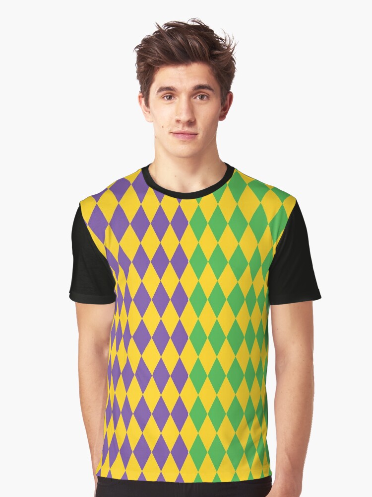 Mardi Gras Diamond Pattern Purple Green Gold Jester Harlequin