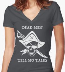 Camiseta entallada de cuello en V Los hombres muertos no cuentan cuentos - Piratas del Caribe