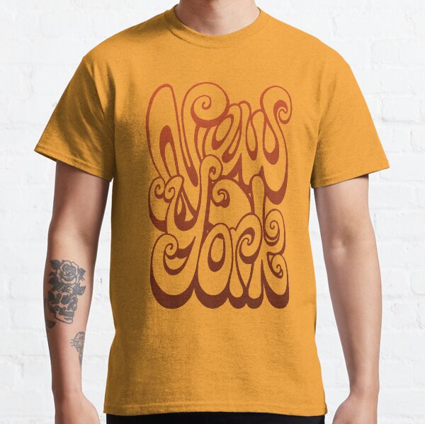New York Lettering Typography - Orange Classic T-Shirt