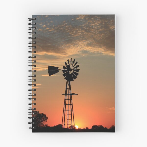 Aperçu de l'œuvre Kansas Country Windmill Blaze Orange Silhouette créée et vendue par ROBERTDBROZEK.