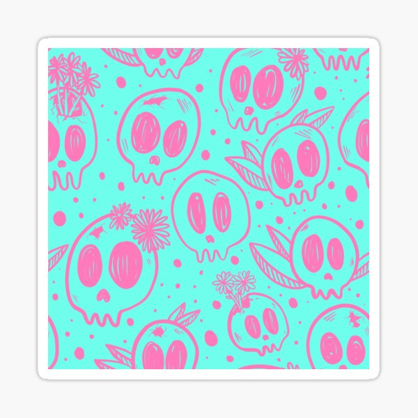 Vista previa del artículo con la obra «Calaveras De Flores Rosadas», diseñado y vendido por Sam Nygard.