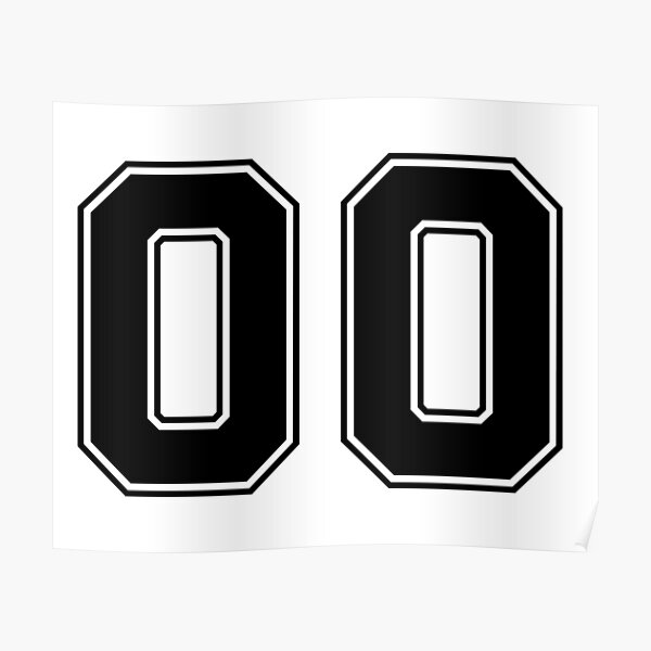 Classic Vintage Sport Jersey Number, Uniform numbers 00 in black