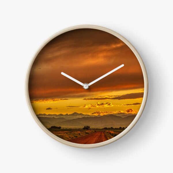 Sunset In Gold And Red Clock