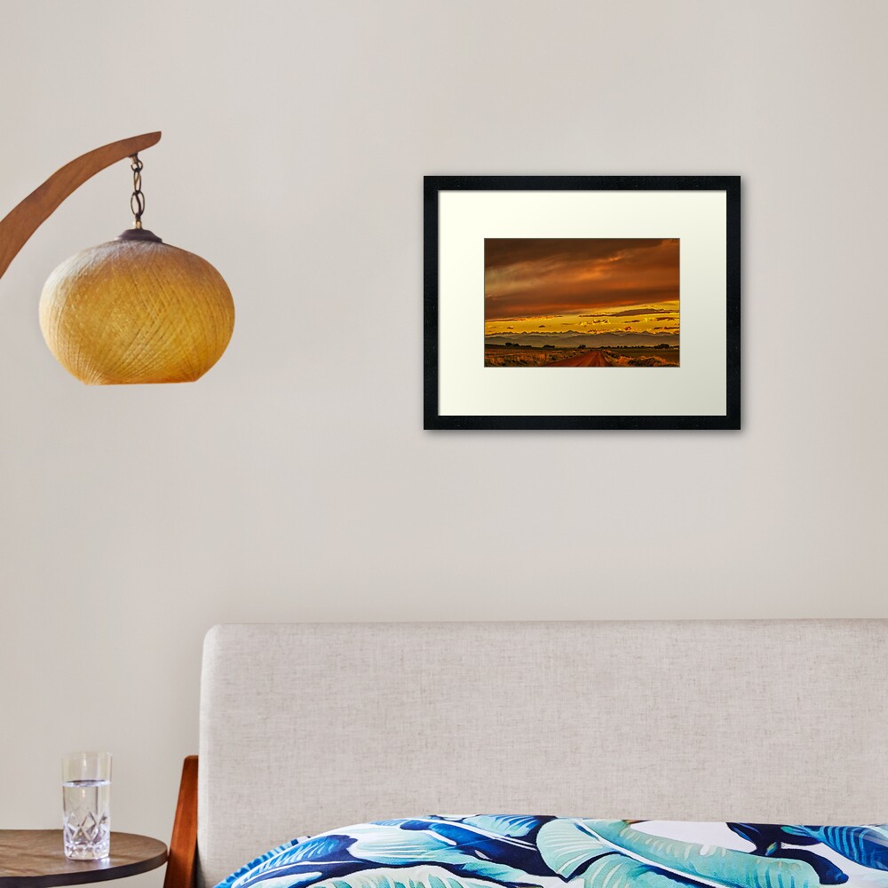 Sunset In Gold And Red Framed Art Print