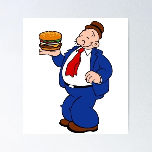  3 Pay you never for a hamburger burger Wimpy Vintage Retro  Nostalgic Animated Cartoon Laminated Sticker Decal gift perfect for laptop,  kindle, pc, tumbler, tablet and more : Handmade Products