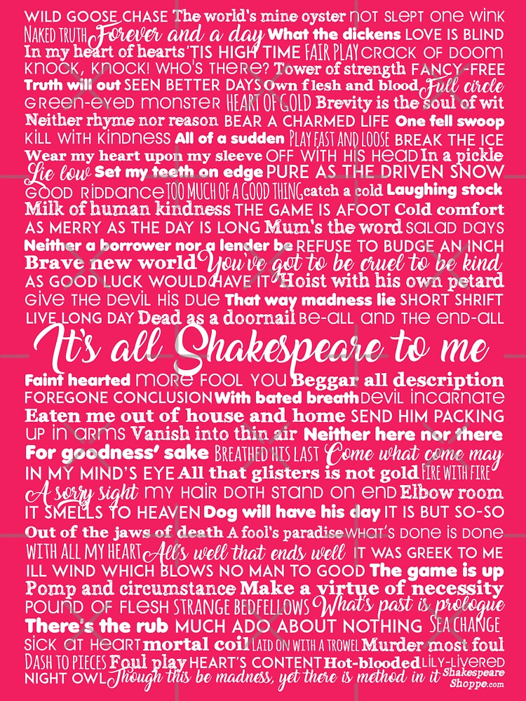 Artwork view, It's All Shakespeare To Me (Light Version) designed and sold by Styled Vintage