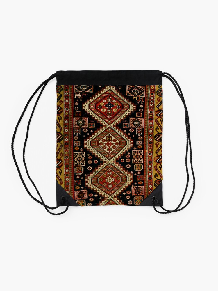 Alternate view of Kabristani carpet pattern Drawstring Bag