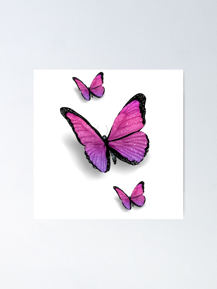 Pink Butterfly Purple Butterfly Poster For Sale By Mfalfarhan