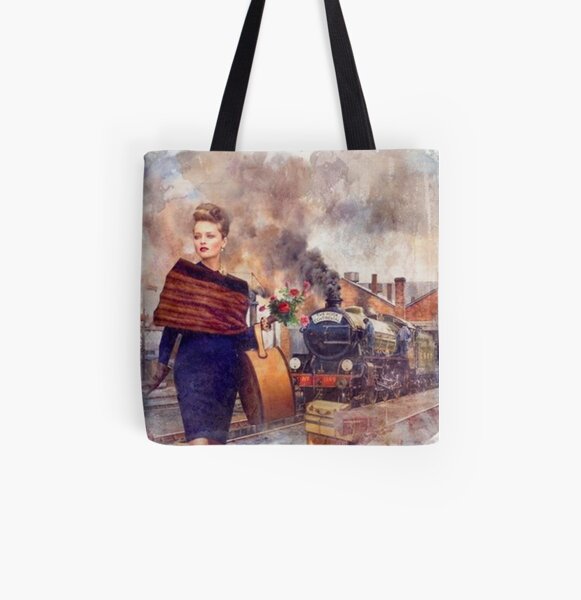 Vintage Train All Over Print Tote Bag