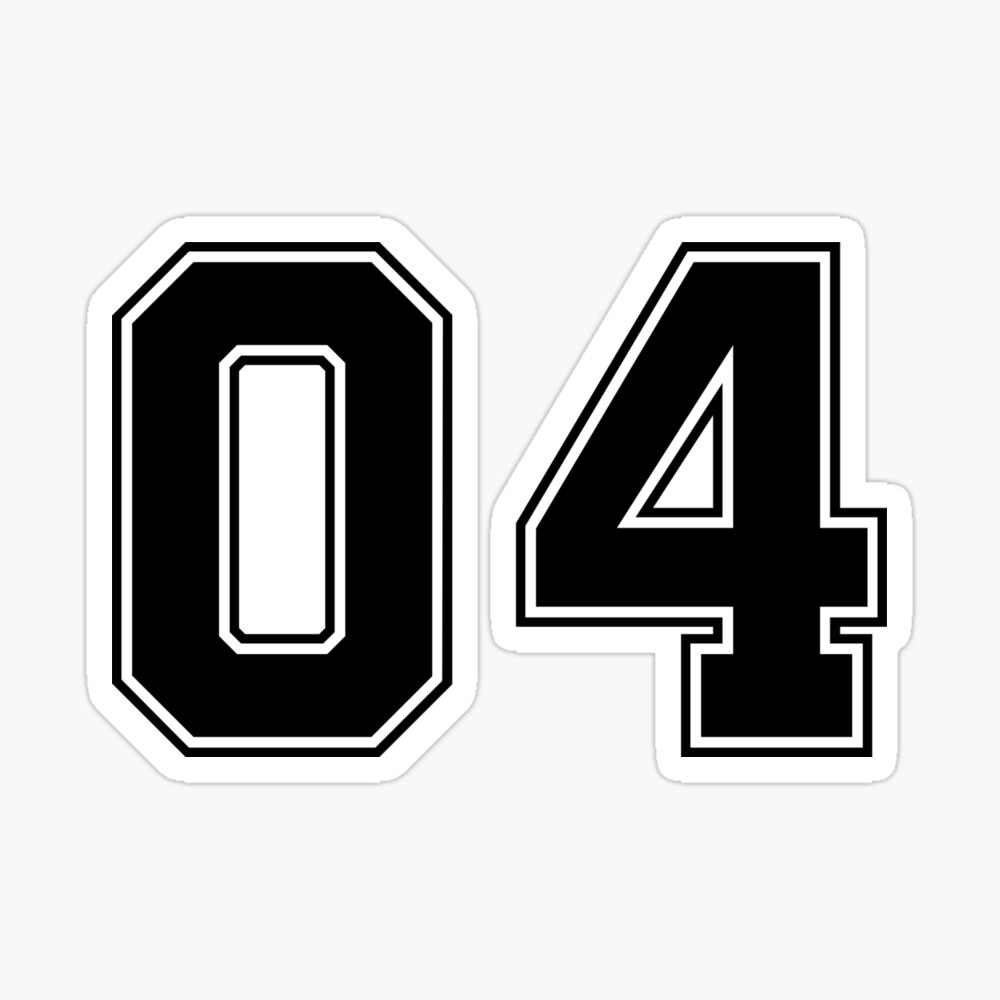 04 American Football Classic Vintage Sport Jersey Number in black number on  white background for american football