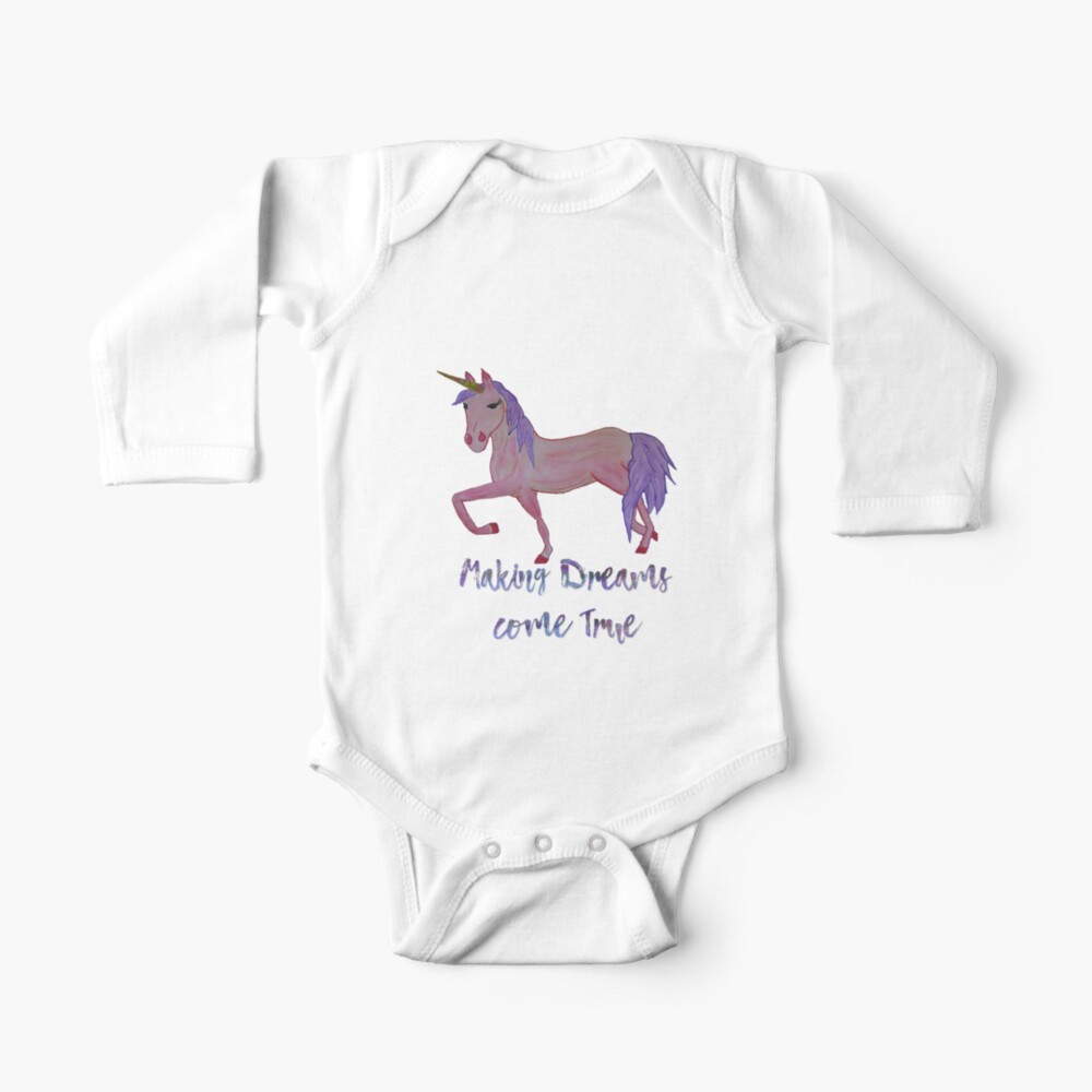 Unicorn Making Dreams Come True Baby One Piece By Aby Creative Redbubble