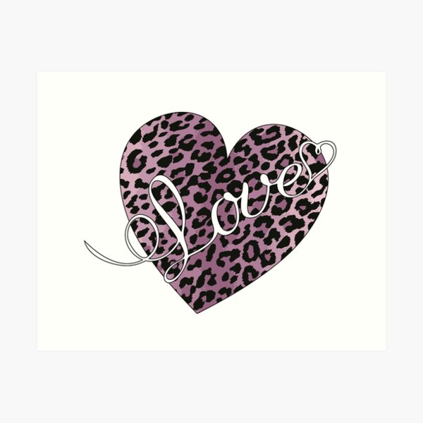 Leopard Print Textured Heart Shape Abstract Design Element With