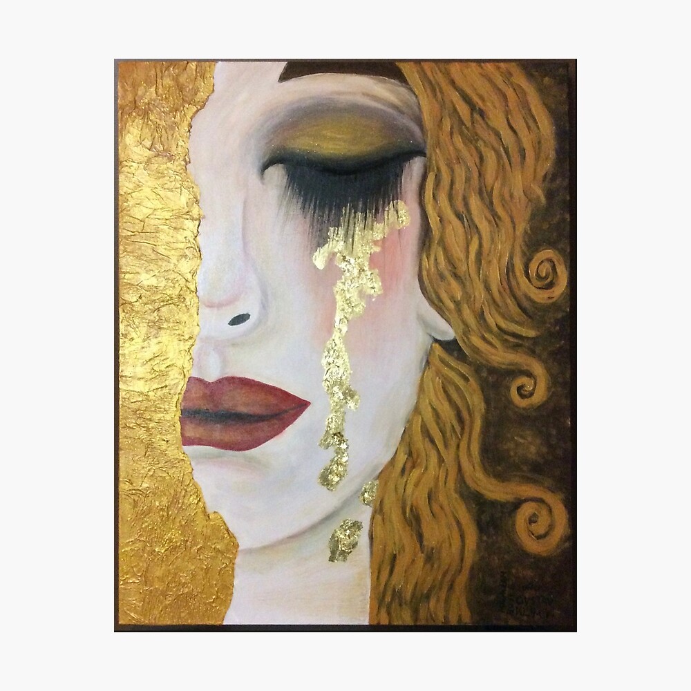 "Freya’s Golden Tears, in the style of Gustav Klimt