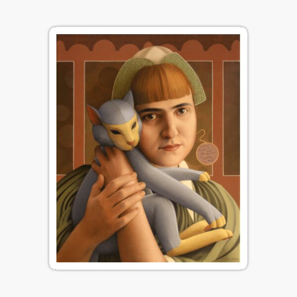Girl With A Toy Cat Sticker